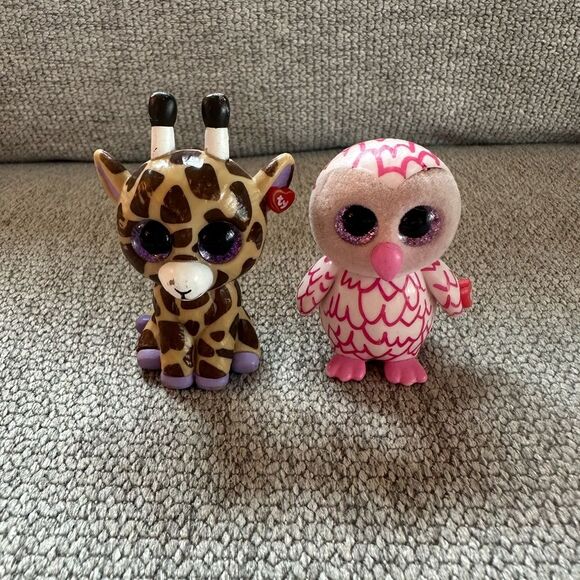TY Beanie Babies TY Beanie Boos Collectible Resin Figures Lot of 2 Giraffe Owl - Picture 1 of 3